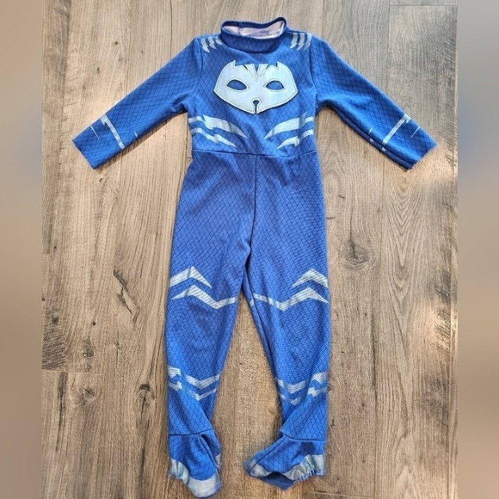 Kids Toddler 2t - 4t Blue Gray PJ Masks Catboy Footies One Piece Costume Disney
